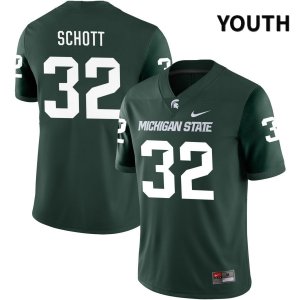 Youth Michigan State Spartans NCAA #32 James Schott Green NIL 2022 Authentic Nike Stitched College Football Jersey MF32N36XI
